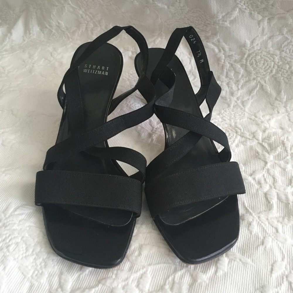Stuart Weitzman Black Strappy Heels 7.5